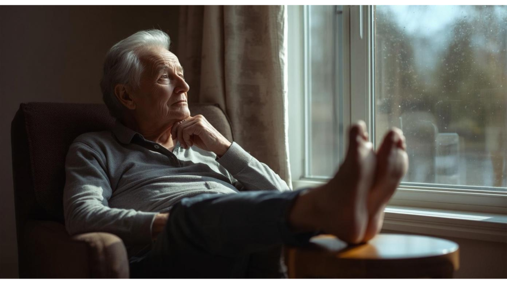 Older person relaxing with feet up, Whiz Bang!